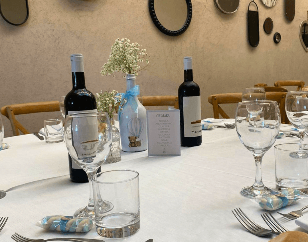 Ricevimento battesimo sala Taverna Russo, dettaglio del tavolo